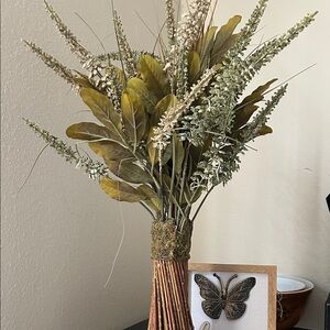 Rustic Green and Brown Faux Floral Arrangement